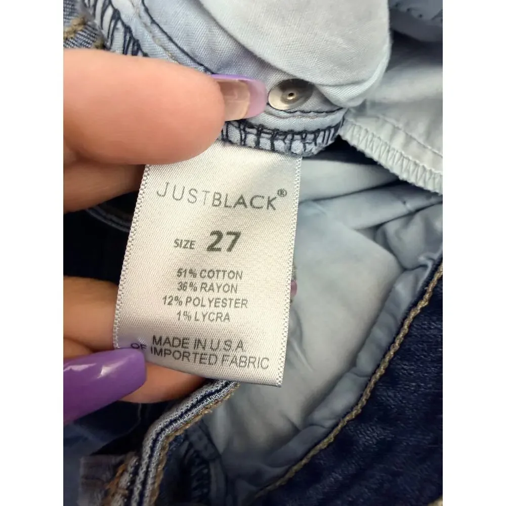 Just Black Jeans Womens 27 Distressed Raw Hem Skinny Made USA